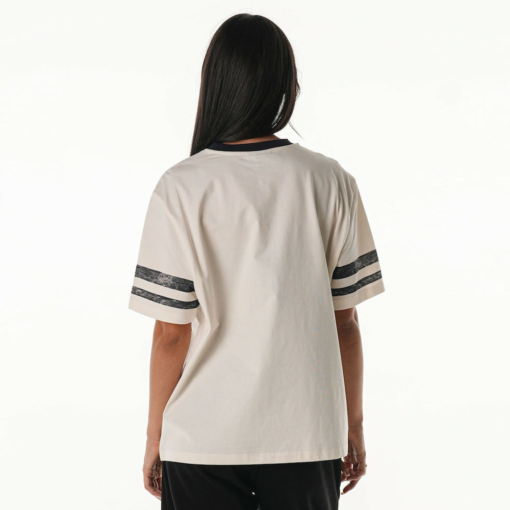 New England Patriots The Wild Collective Women's Vintage Drop Shoulder Oversized Boyfriend T-Shirt Cream