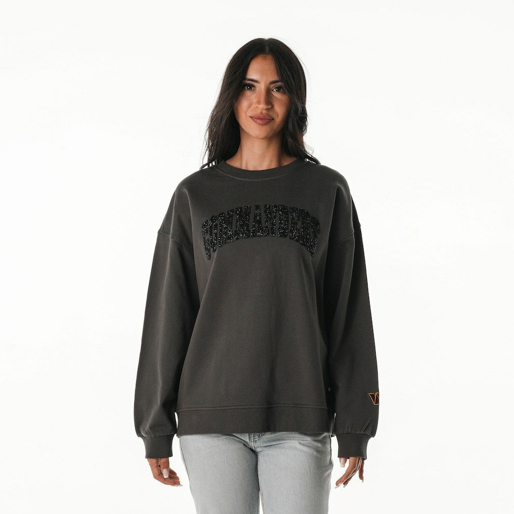Washington Commanders The Wild Collective Women's Rock Crystal Oversized Crewneck Sweatshirt Charcoal