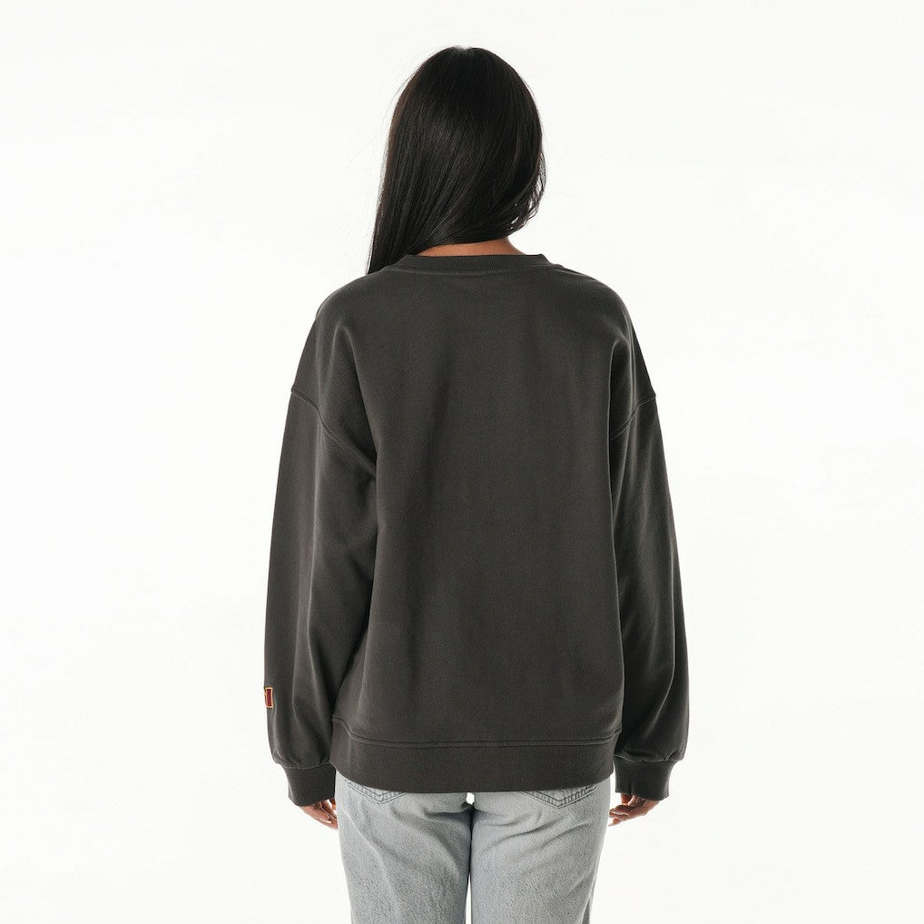 Washington Commanders The Wild Collective Women's Rock Crystal Oversized Crewneck Sweatshirt Charcoal