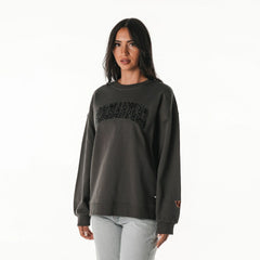 Washington Commanders The Wild Collective Women's Rock Crystal Oversized Crewneck Sweatshirt Charcoal