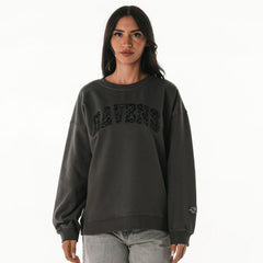 Baltimore Ravens The Wild Collective Women's Rock Crystal Oversized Crewneck Sweatshirt Charcoal
