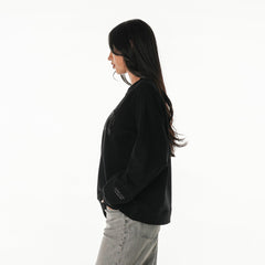 Detroit Lions The Wild Collective Women's Rock Crystal Oversized Crewneck Sweatshirt Black