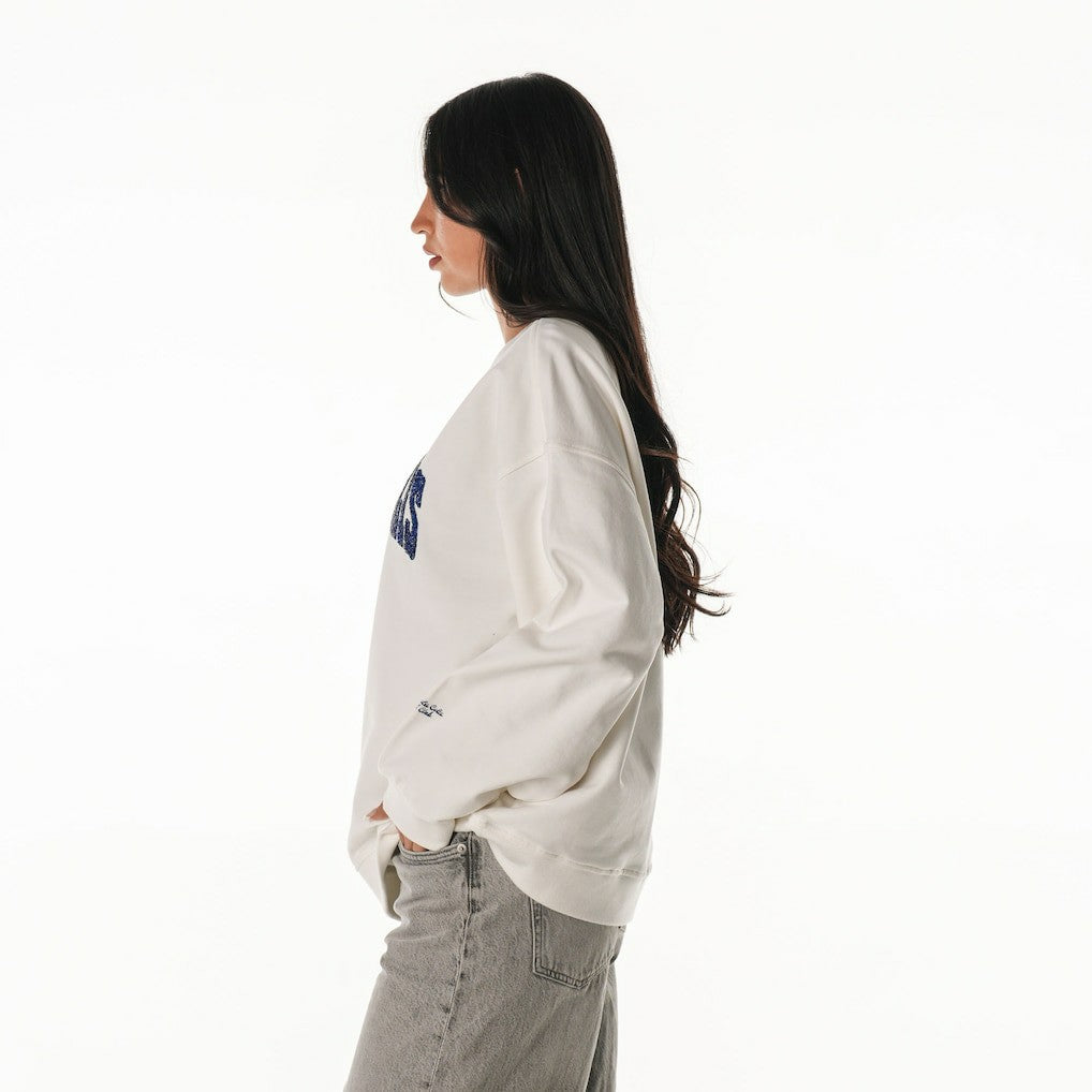 Indianapolis Colts The Wild Collective Women's Rock Crystal Oversized Crewneck Sweatshirt White