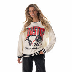 Houston Texans The Wild Collective Women's Oversized Vintage French Terry Sweatshirt Cream