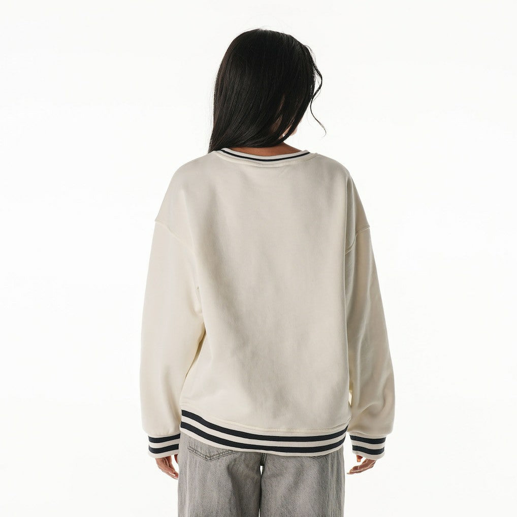 New England Patriots The Wild Collective Women's Oversized Vintage French Terry Sweatshirt Cream