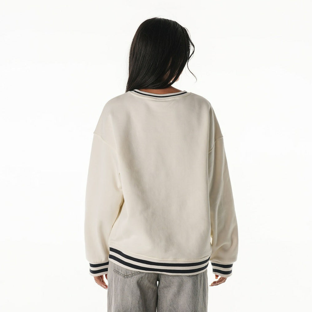 New England Patriots The Wild Collective Women's Oversized Vintage French Terry Sweatshirt Cream