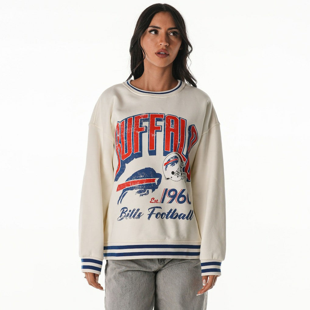Buffalo Bills The Wild Collective Women's Oversized Vintage French Terry Sweatshirt Cream