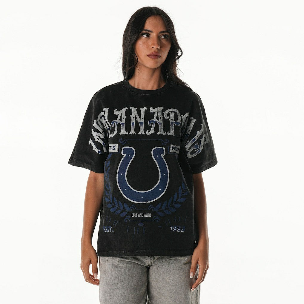 Indianapolis Colts The Wild Collective Women's Laurel Premium Baggy Dolman T-Shirt Black