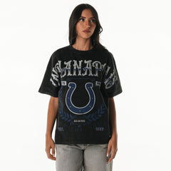 Indianapolis Colts The Wild Collective Women's Laurel Premium Baggy Dolman T-Shirt Black