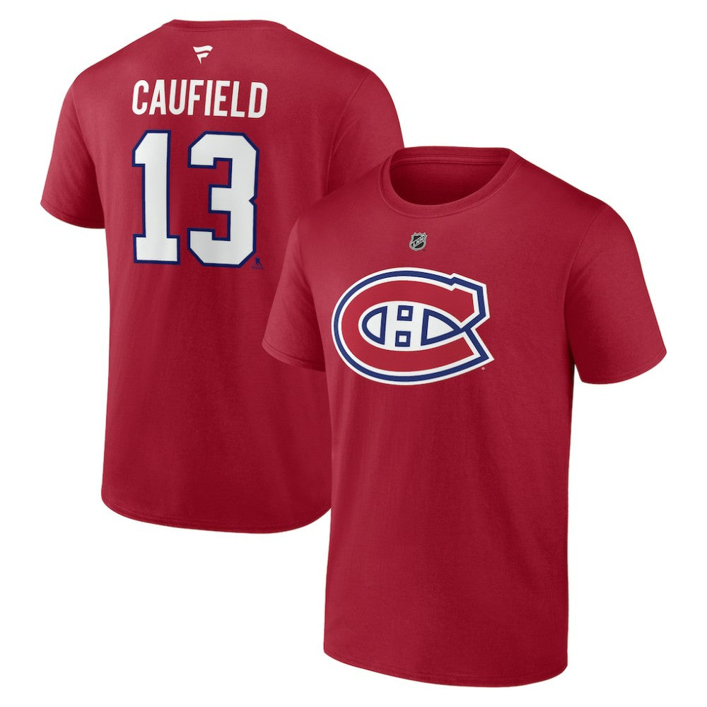 Cole Caufield Montreal Canadiens Fanatics Authentic Stack Name & Number T-Shirt - Red - NHL 203035130