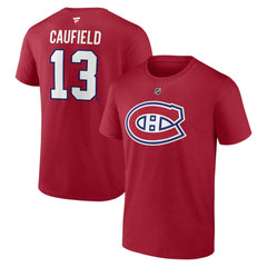 Cole Caufield Montreal Canadiens Fanatics Authentic Stack Name & Number T-Shirt - Red - NHL 203035130