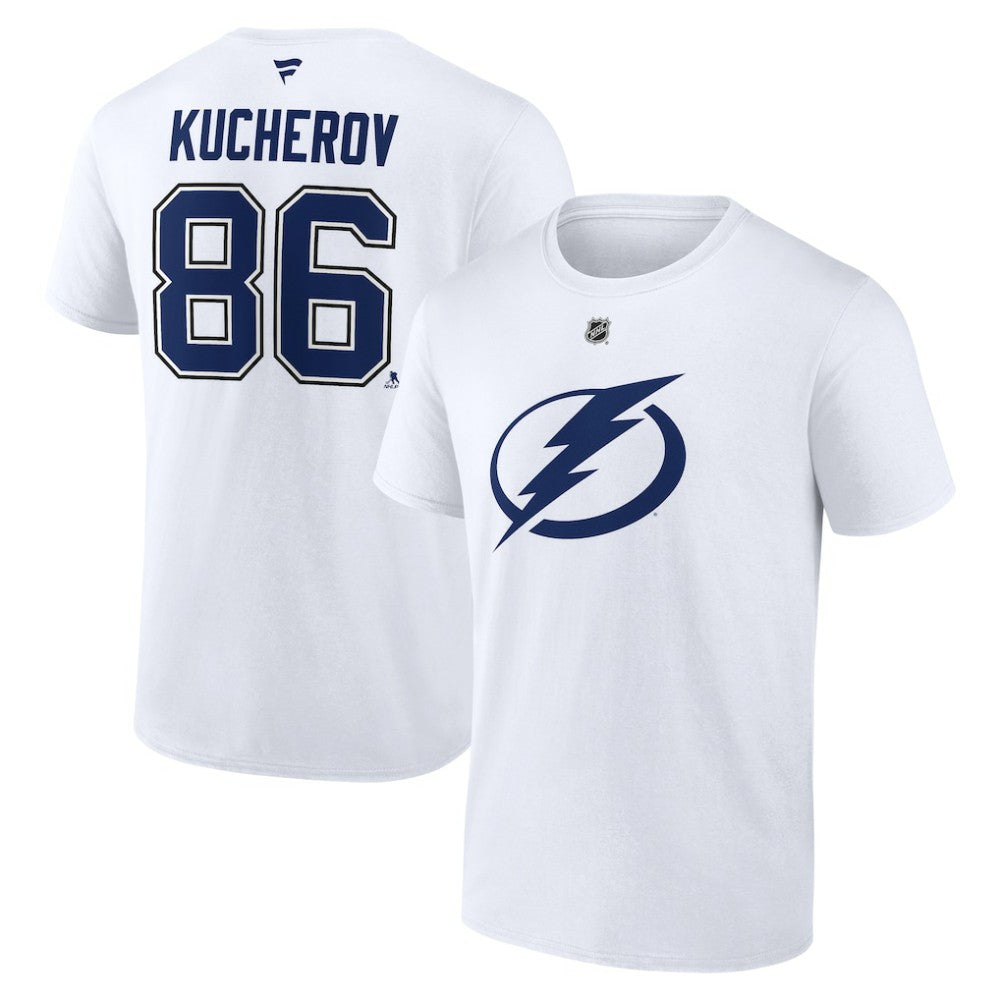 Nikita Kucherov Tampa Bay Lightning Fanatics Authentic Stack Name & Number T-Shirt - White - NHL 203035135