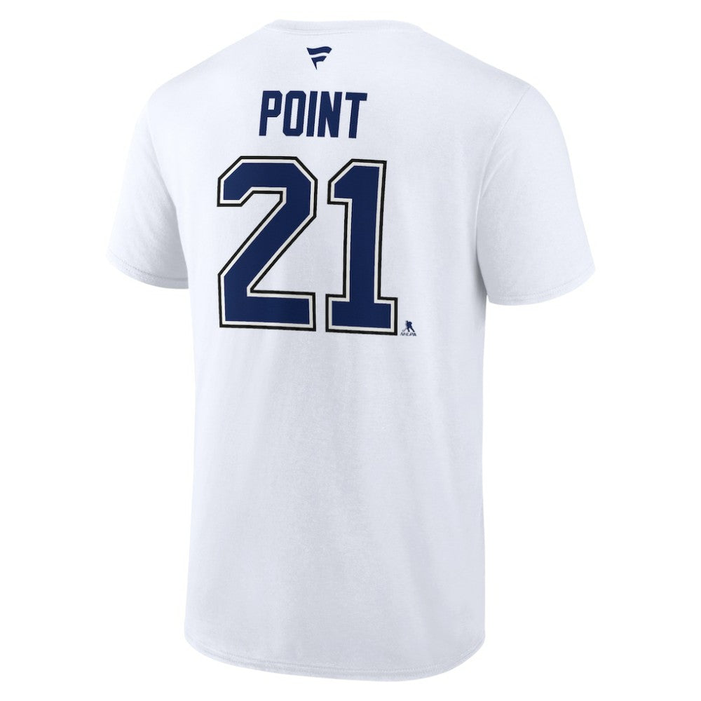 Brayden Point Tampa Bay Lightning Fanatics Authentic Stack Name & Number T-Shirt - White - NHL 203035136