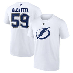 Jake Guentzel Tampa Bay Lightning Fanatics Authentic Stack Name & Number T-Shirt - White - NHL 203035137