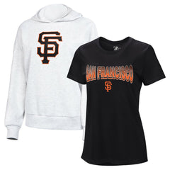 San Francisco Giants G-III 4Her by Carl Banks Women's T-Shirt and Hoodie Combo Pack - Black/Bright Heather Ceramic - MLB Lifestyle
