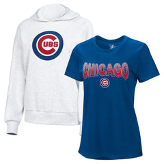 Chicago Cubs G-III 4Her by Carl Banks Women's T-Shirt and Hoodie Combo Pack - Royal/Bright Heather Ceramic - MLB Discount