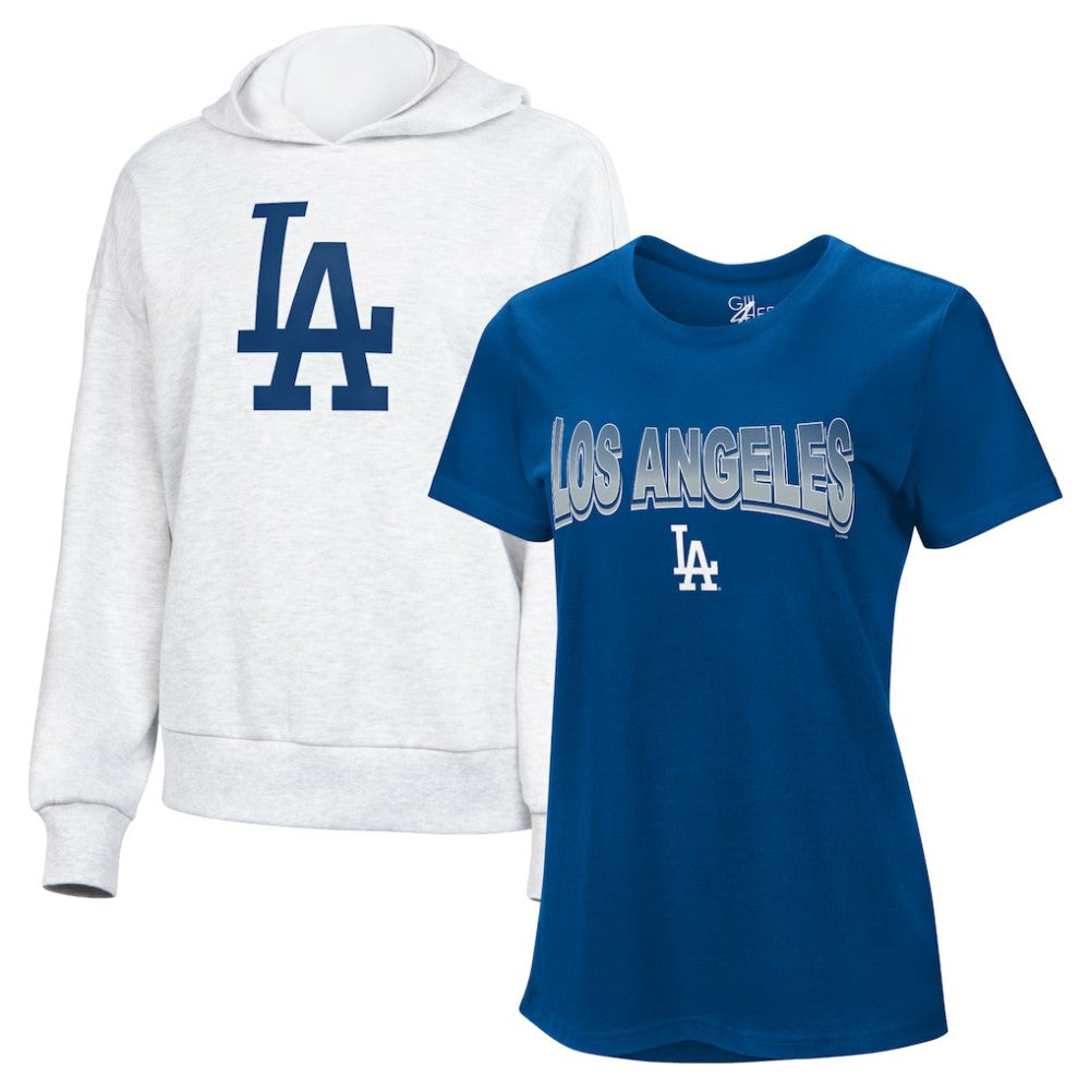 Los Angeles Dodgers G-III 4Her by Carl Banks Women's T-Shirt and Hoodie Combo Pack - Royal/Bright Heather Ceramic - MLB Lifestyle