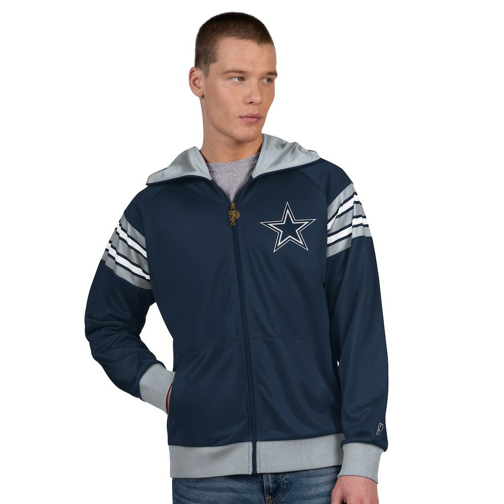 Dallas Cowboys Pro Player Helmet Full-Zip Hooded Track Jacket Navy/Gray