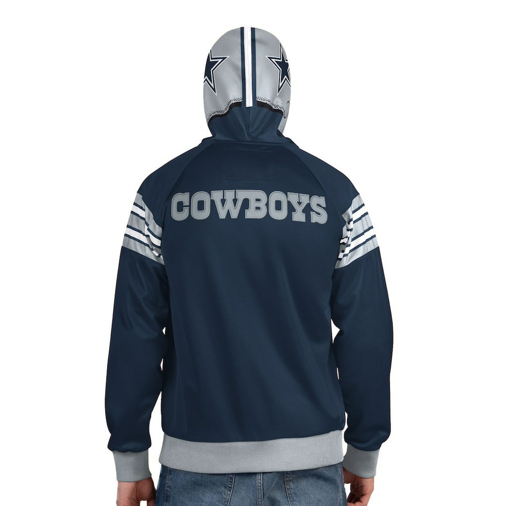 Dallas Cowboys Pro Player Helmet Full-Zip Hooded Track Jacket Navy/Gray