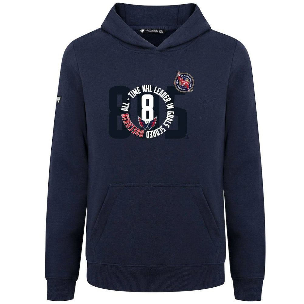 Alexander Ovechkin Washington Capitals Levelwear Youth NHL All-Time Leading Goal Scorer Milestone Name & Number Podium Pullover Hoodie - Navy - NHL 203048046
