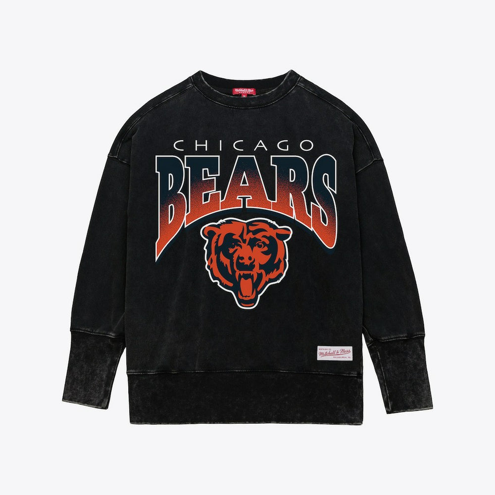 Mitchell & Ness Chicago Bears Women's Delineate Mineral Wash Crewneck Sweatshirt Black