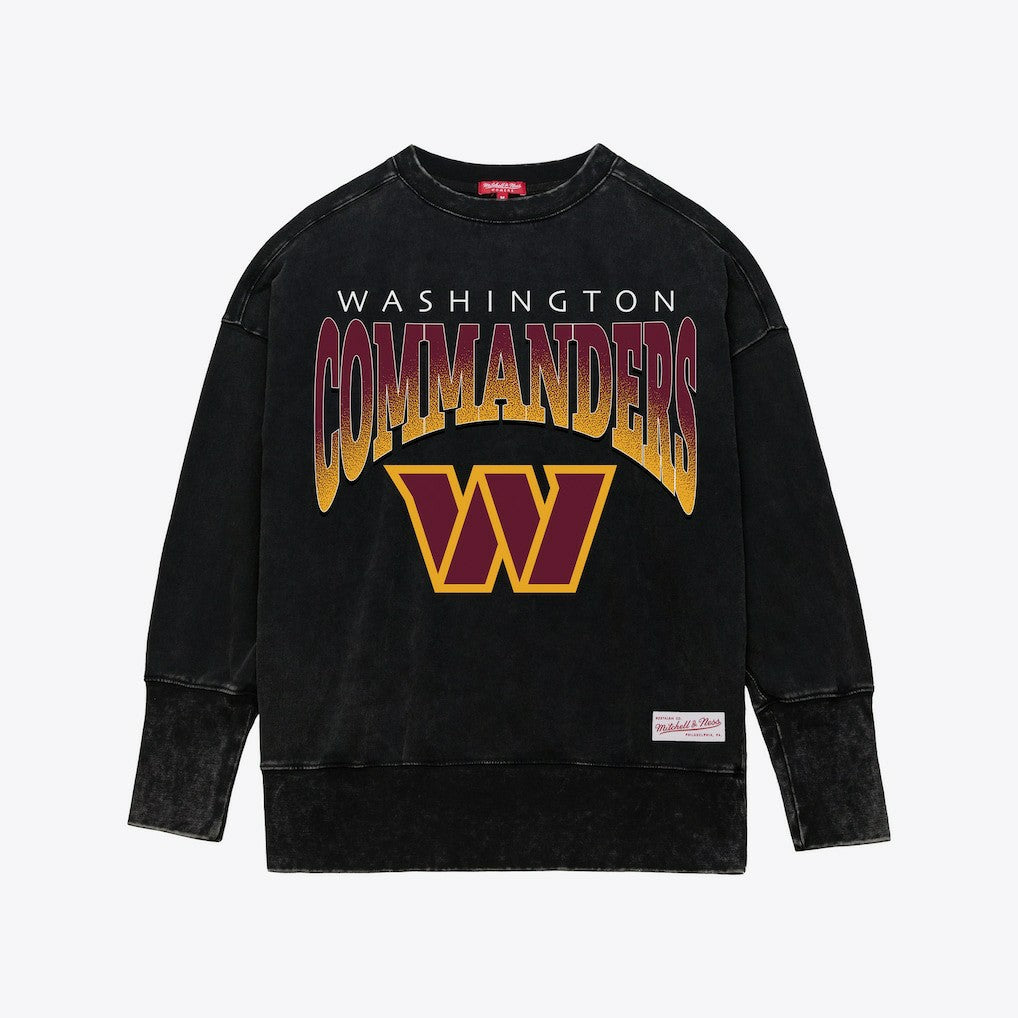 Mitchell & Ness Washington Commanders Women's Delineate Mineral Wash Crewneck Sweatshirt Black