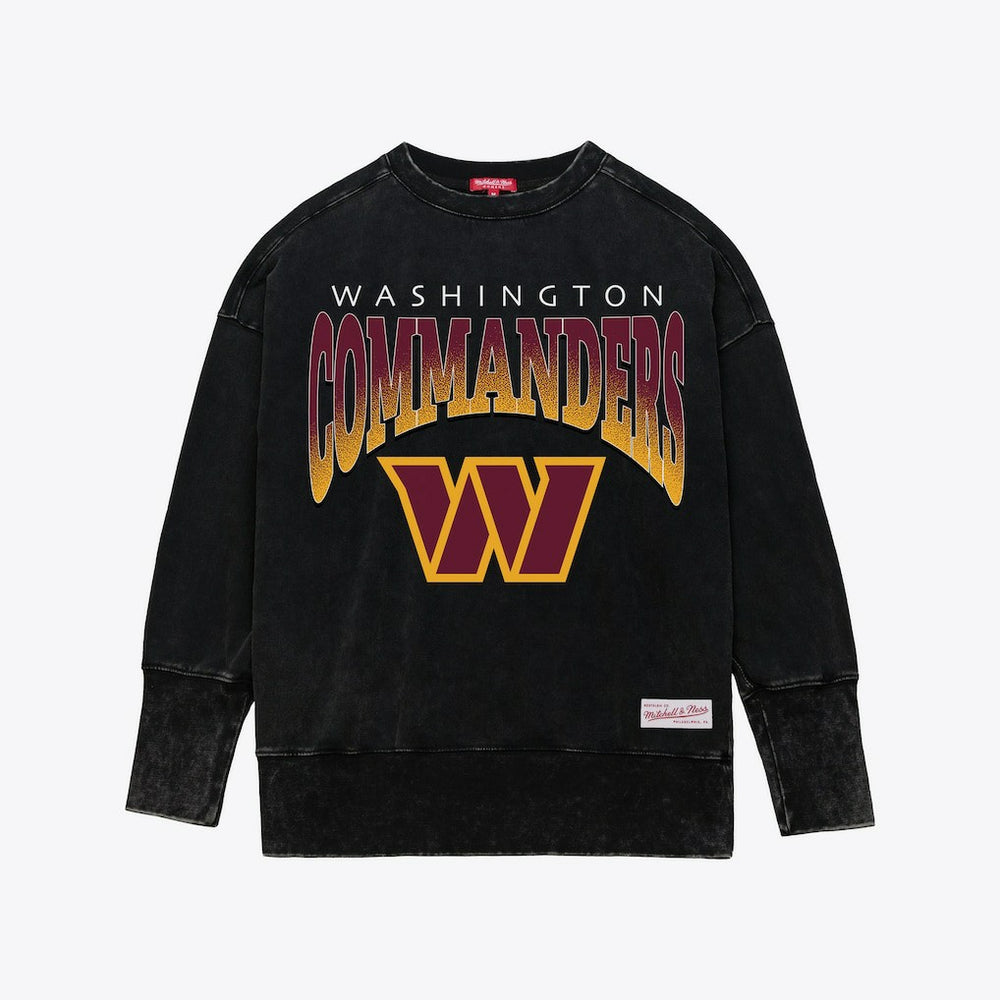 Mitchell & Ness Washington Commanders Women's Delineate Mineral Wash Crewneck Sweatshirt Black