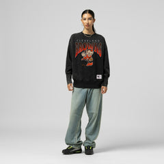 Mitchell & Ness Cleveland Browns Women's Delineate Mineral Wash Crewneck Sweatshirt Black