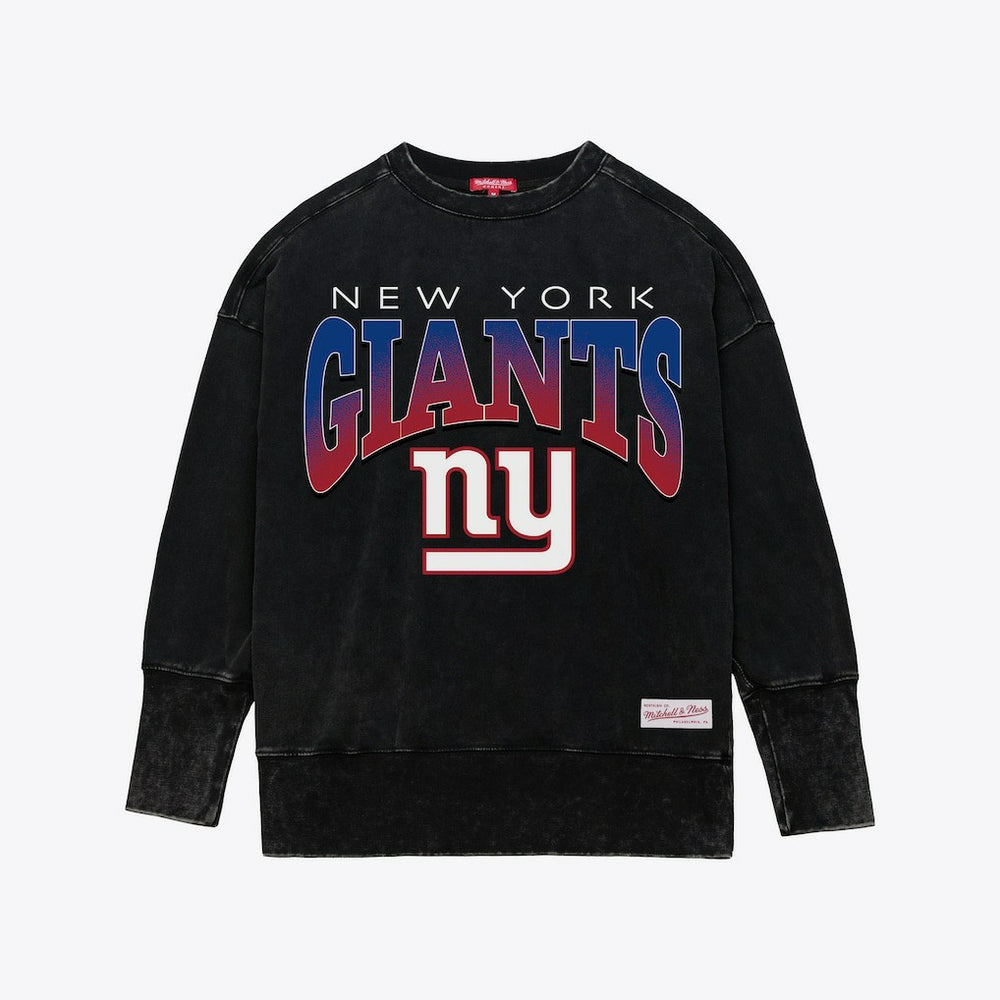 Mitchell & Ness New York Giants Women's Delineate Mineral Wash Crewneck Sweatshirt Black