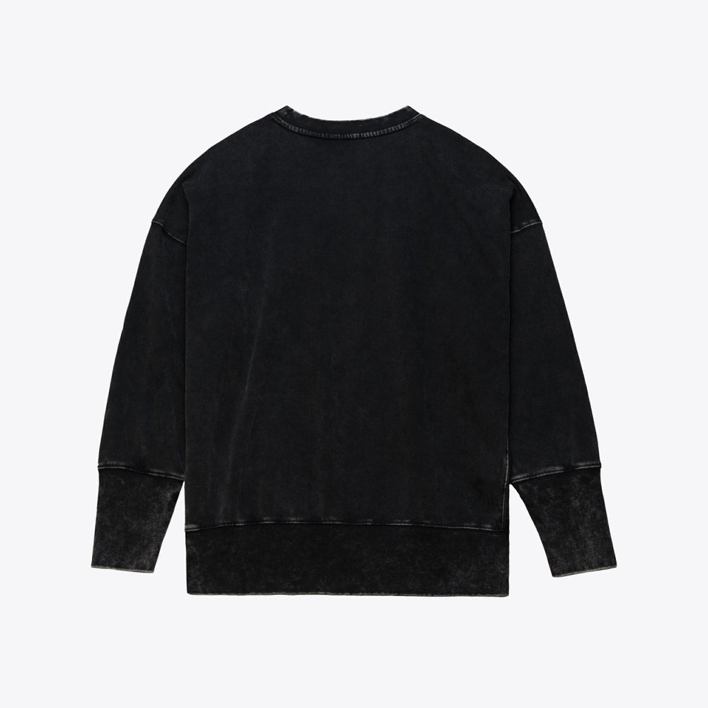 Mitchell & Ness New York Jets Women's Delineate Mineral Wash Crewneck Sweatshirt Black