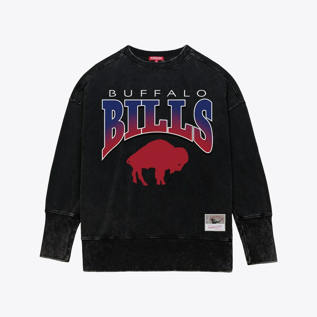 Mitchell & Ness Buffalo Bills Women's Delineate Mineral Wash Crewneck Sweatshirt Black