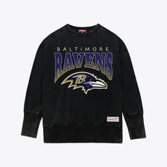 Mitchell & Ness Baltimore Ravens Women's Delineate Mineral Wash Crewneck Sweatshirt Black