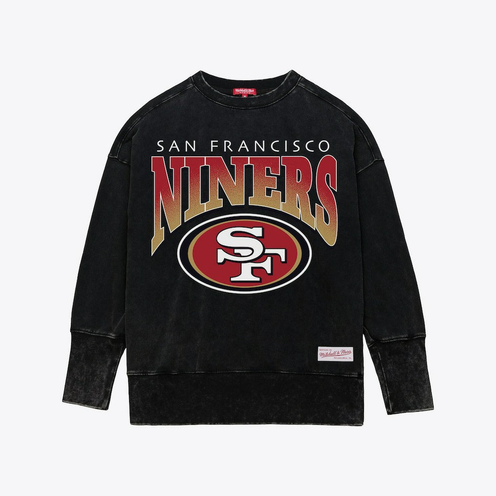 Mitchell & Ness San Francisco 49ers Women's Delineate Mineral Wash Crewneck Sweatshirt Black
