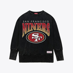 Mitchell & Ness San Francisco 49ers Women's Delineate Mineral Wash Crewneck Sweatshirt Black