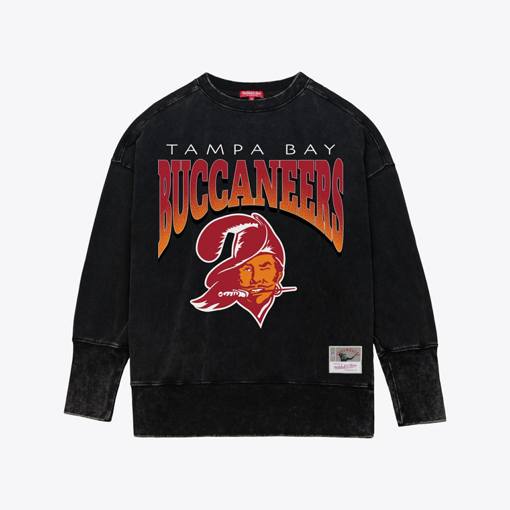 Mitchell & Ness Tampa Bay Buccaneers Women's Delineate Mineral Wash Crewneck Sweatshirt Black