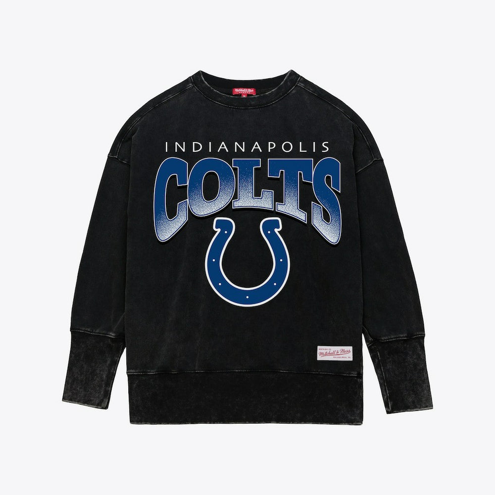 Mitchell & Ness Indianapolis Colts Women's Delineate Mineral Wash Crewneck Sweatshirt Black