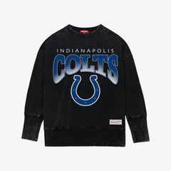Mitchell & Ness Indianapolis Colts Women's Delineate Mineral Wash Crewneck Sweatshirt Black