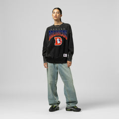Mitchell & Ness Denver Broncos Women's Delineate Mineral Wash Crewneck Sweatshirt Black