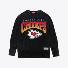 Mitchell & Ness Kansas City Chiefs Women's Delineate Mineral Wash Crewneck Sweatshirt Black