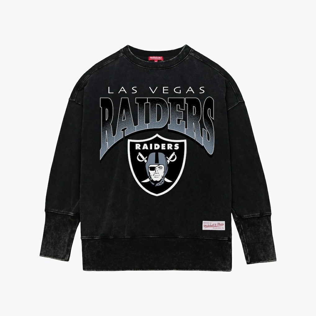 Mitchell & Ness Las Vegas Raiders Women's Delineate Mineral Wash Crewneck Sweatshirt Black