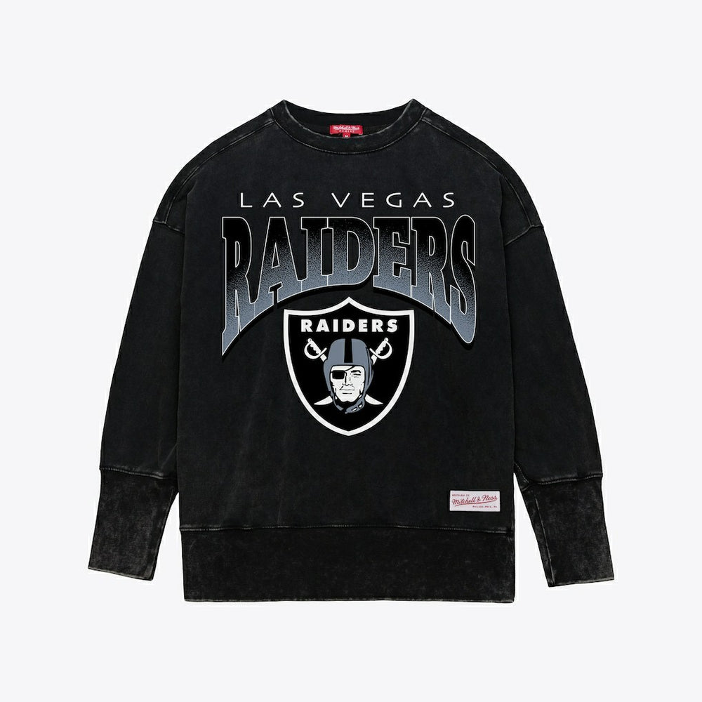 Mitchell & Ness Las Vegas Raiders Women's Delineate Mineral Wash Crewneck Sweatshirt Black