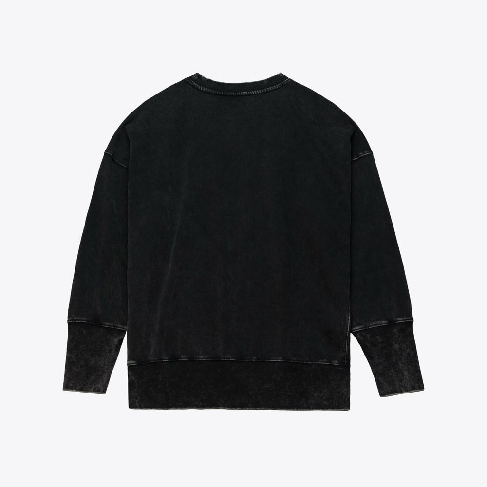 Mitchell & Ness Detroit Lions Women's Delineate Mineral Wash Crewneck Sweatshirt Black