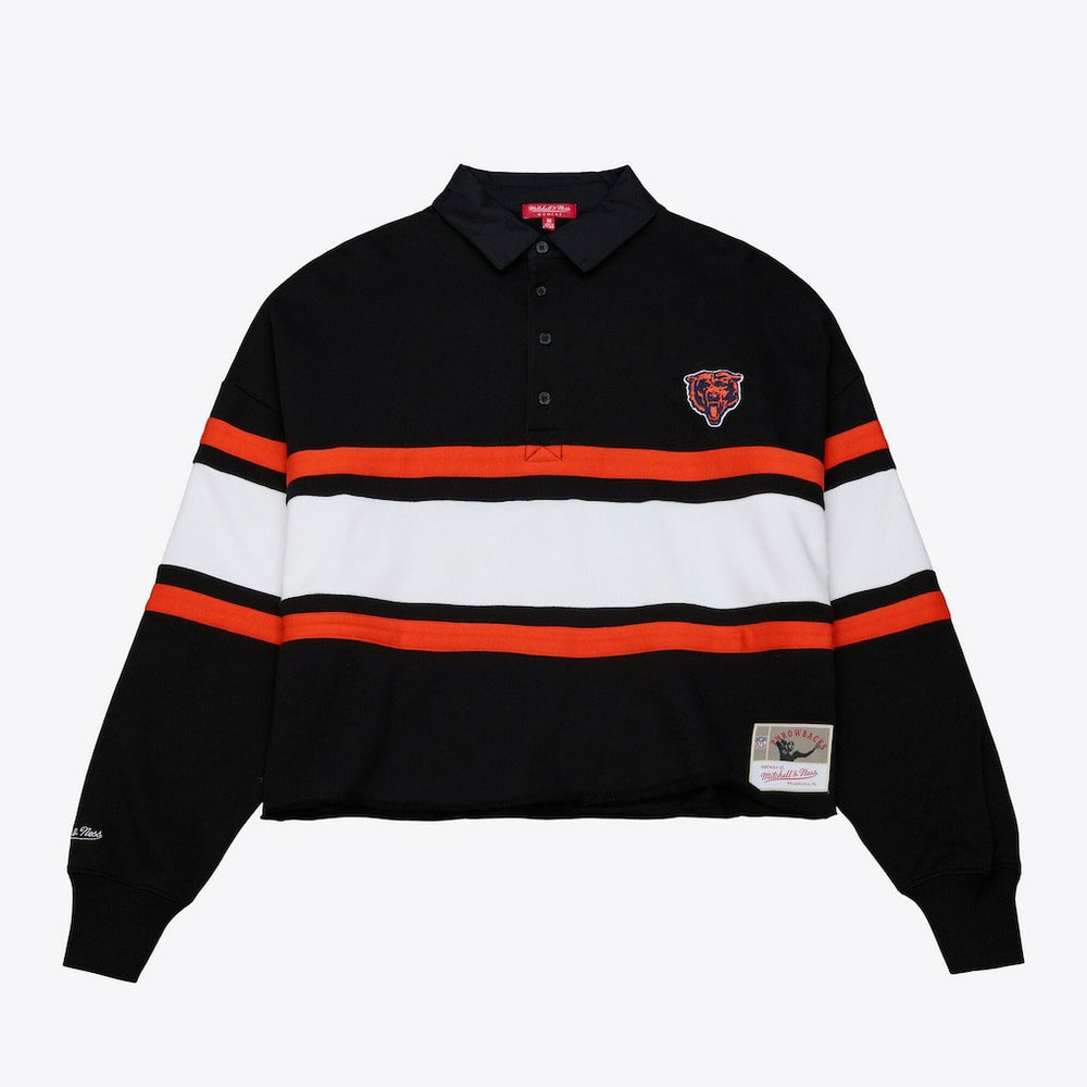 Mitchell & Ness Chicago Bears Women's Cropped Long Sleeve Rugby Polo Black