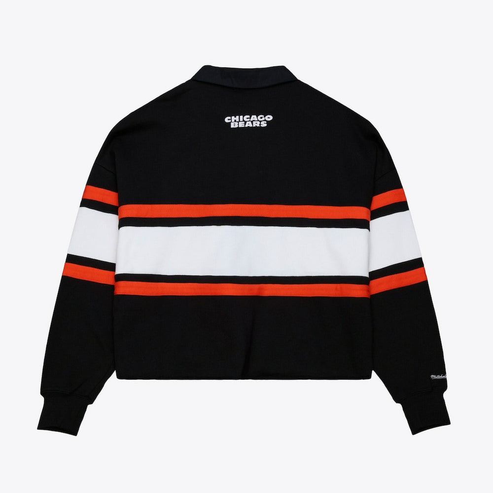 Mitchell & Ness Chicago Bears Women's Cropped Long Sleeve Rugby Polo Black
