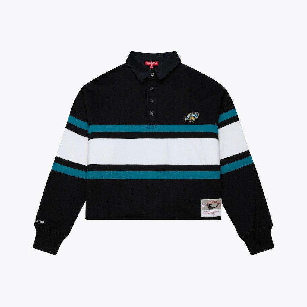 Mitchell & Ness Jacksonville Jaguars Women's Throwback Cropped Long Sleeve Rugby Polo Black