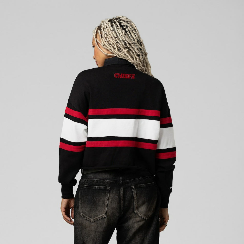 Mitchell & Ness Kansas City Chiefs Women's Cropped Long Sleeve Rugby Polo Black