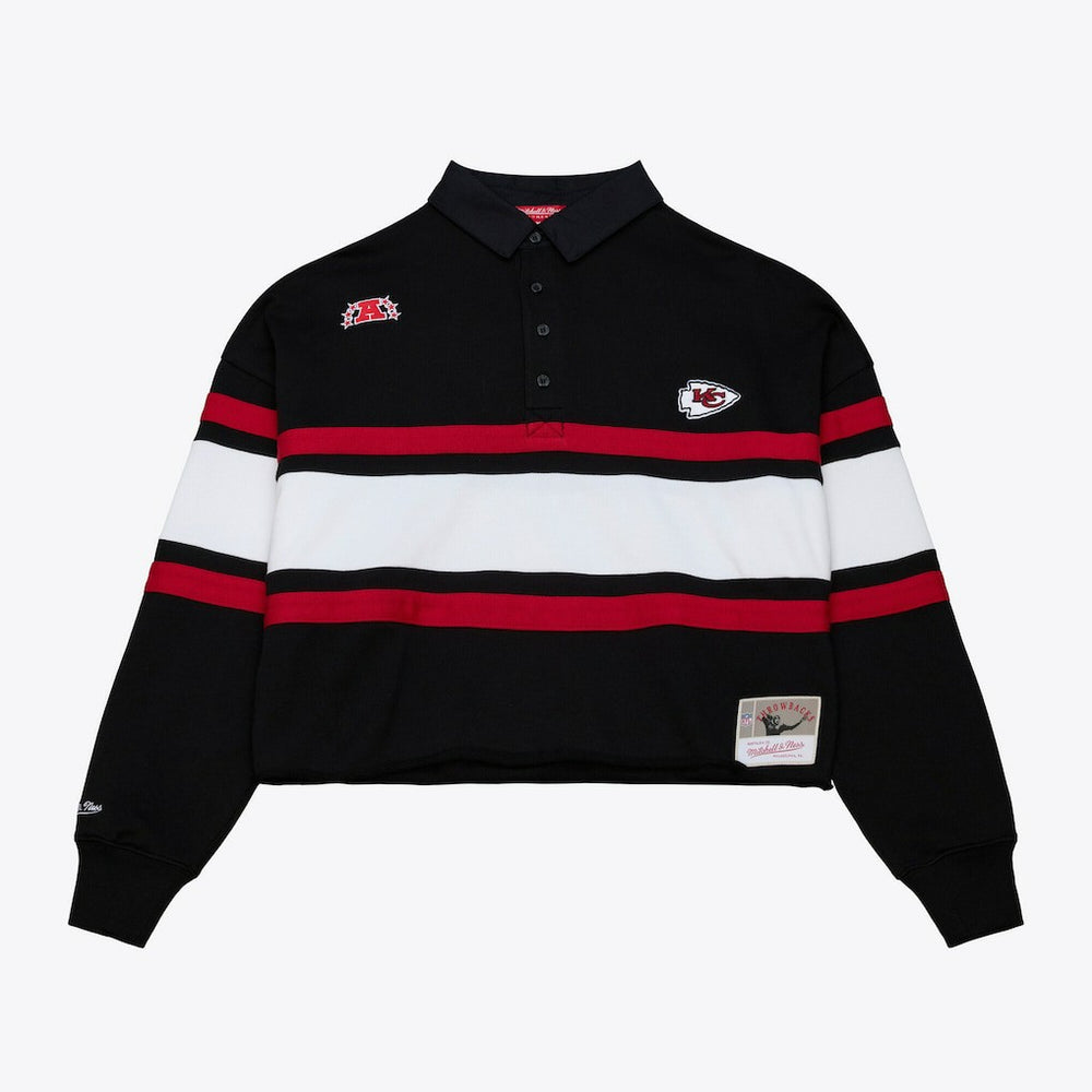 Mitchell & Ness Kansas City Chiefs Women's Cropped Long Sleeve Rugby Polo Black