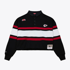 Mitchell & Ness Kansas City Chiefs Women's Cropped Long Sleeve Rugby Polo Black