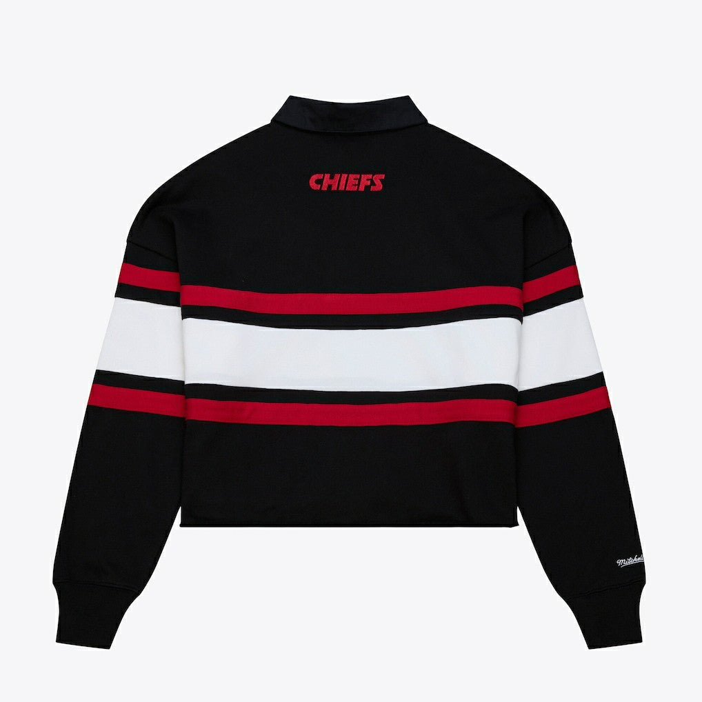 Mitchell & Ness Kansas City Chiefs Women's Cropped Long Sleeve Rugby Polo Black