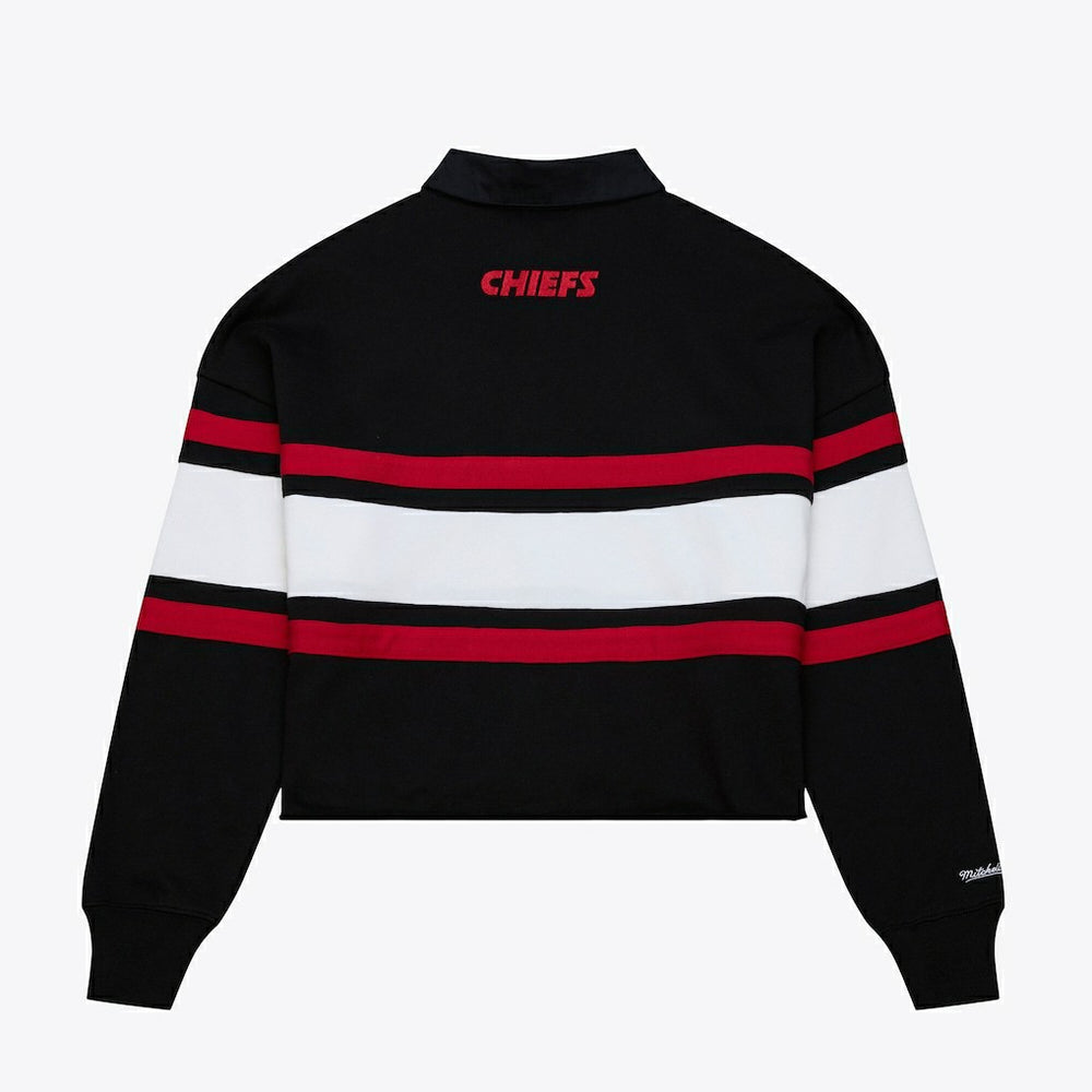 Mitchell & Ness Kansas City Chiefs Women's Cropped Long Sleeve Rugby Polo Black